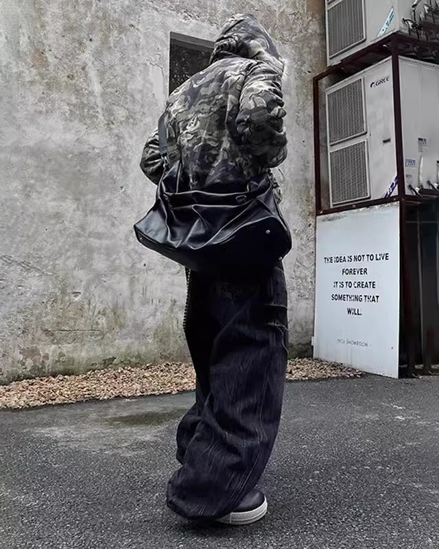 Riyooo Street Camo Fur Denim Jacket