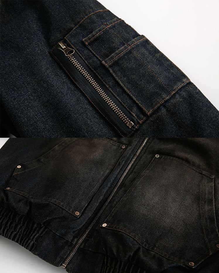 Riyooo Street Vintage Fur Denim Jacket