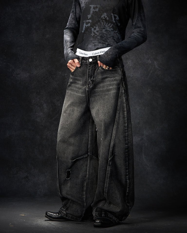 Riyooo Street Orbit Balloon Denim Pants