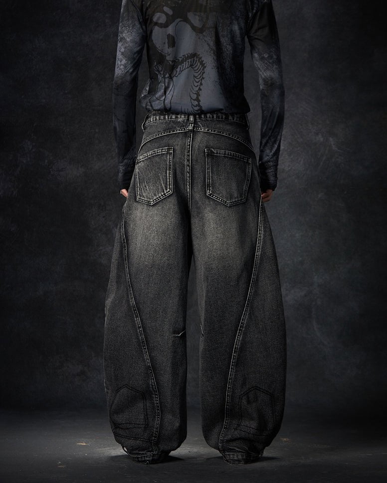 Riyooo Street Orbit Balloon Denim Pants