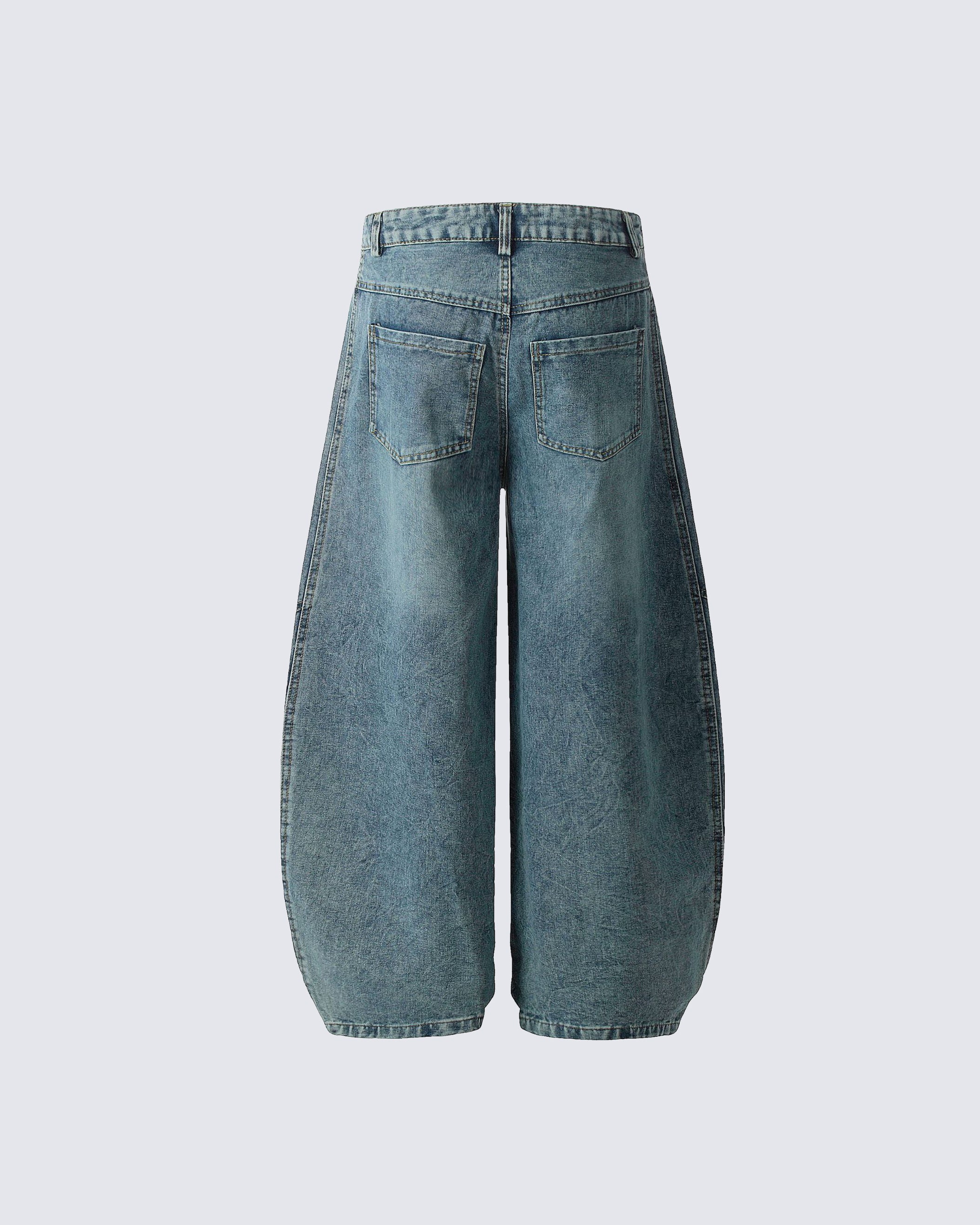 Contrast Striped Wide-Leg Denim Pants