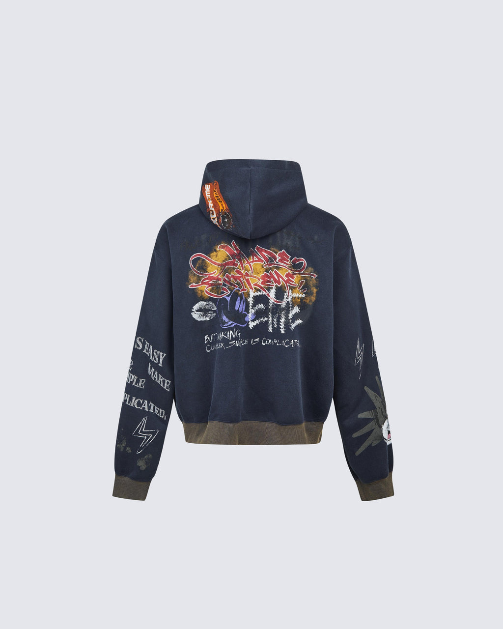 American Hip-hop Print Loose Zip-up Hoodie