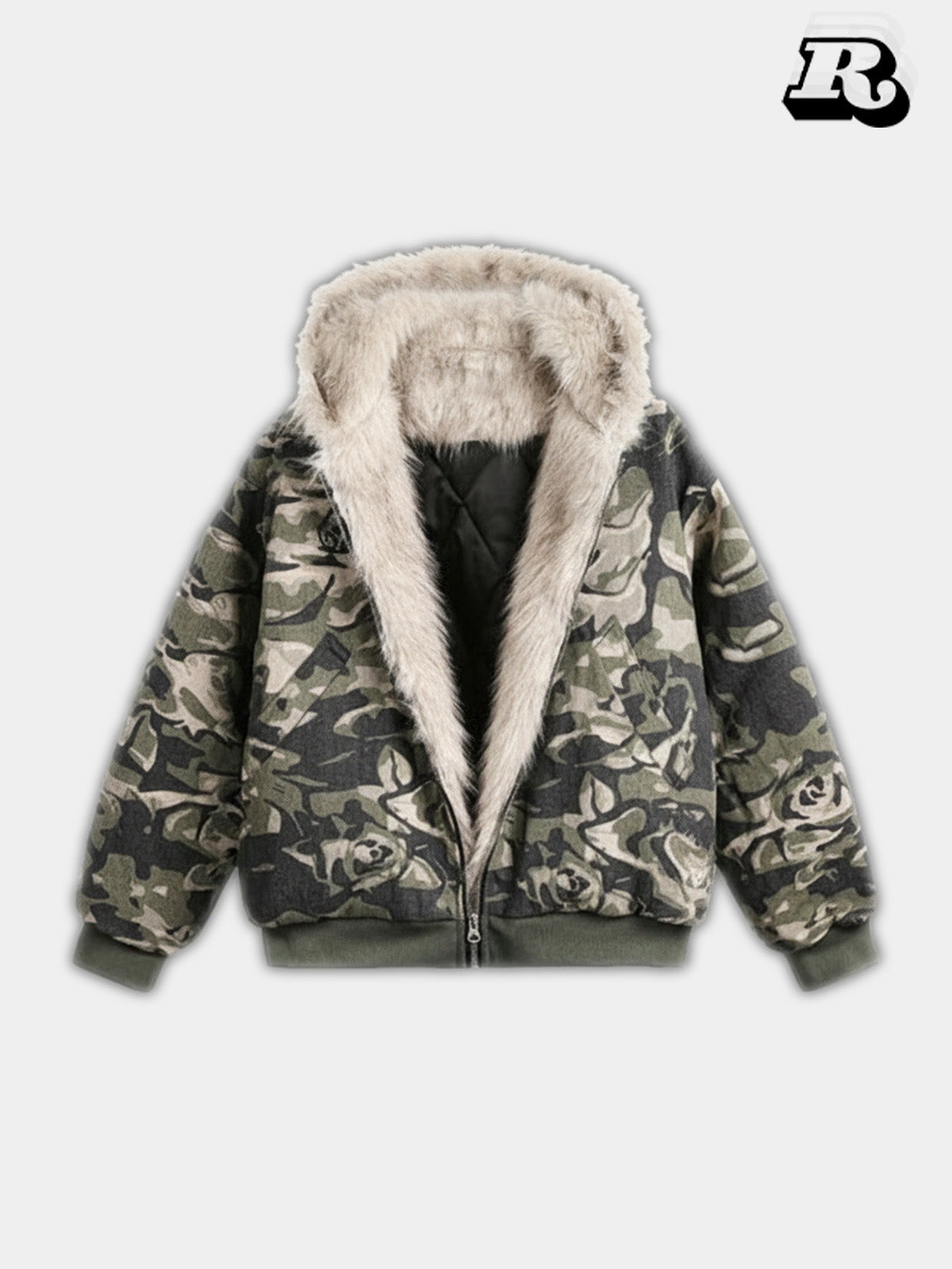 Camo Fur Denim Jacket - Riyooo