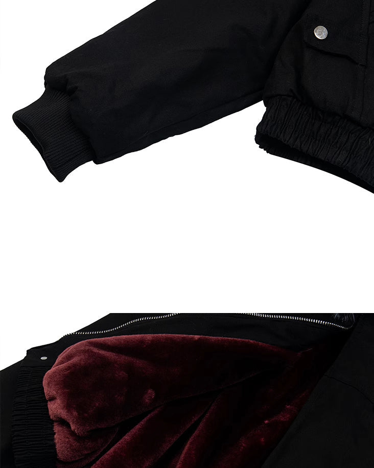 Riyooo Street Black Fur Lined Jacket