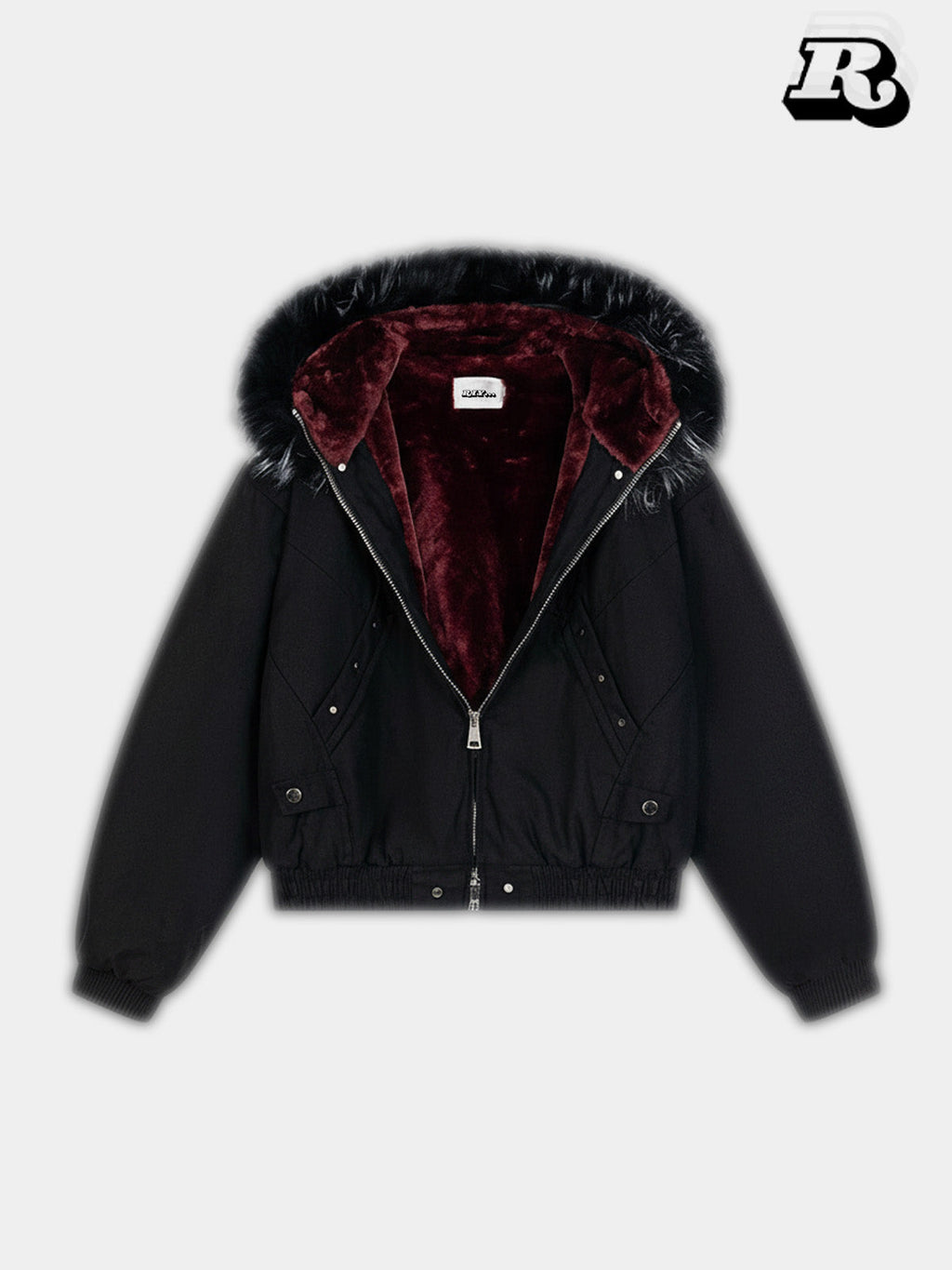 Black Fur-Lined Jacket - Riyooo