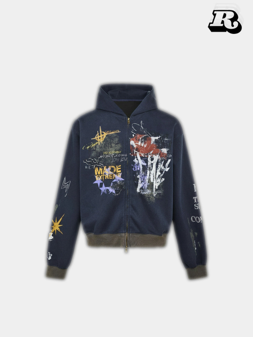 Graffiti Zip-Up Hoodie - RIYOOO