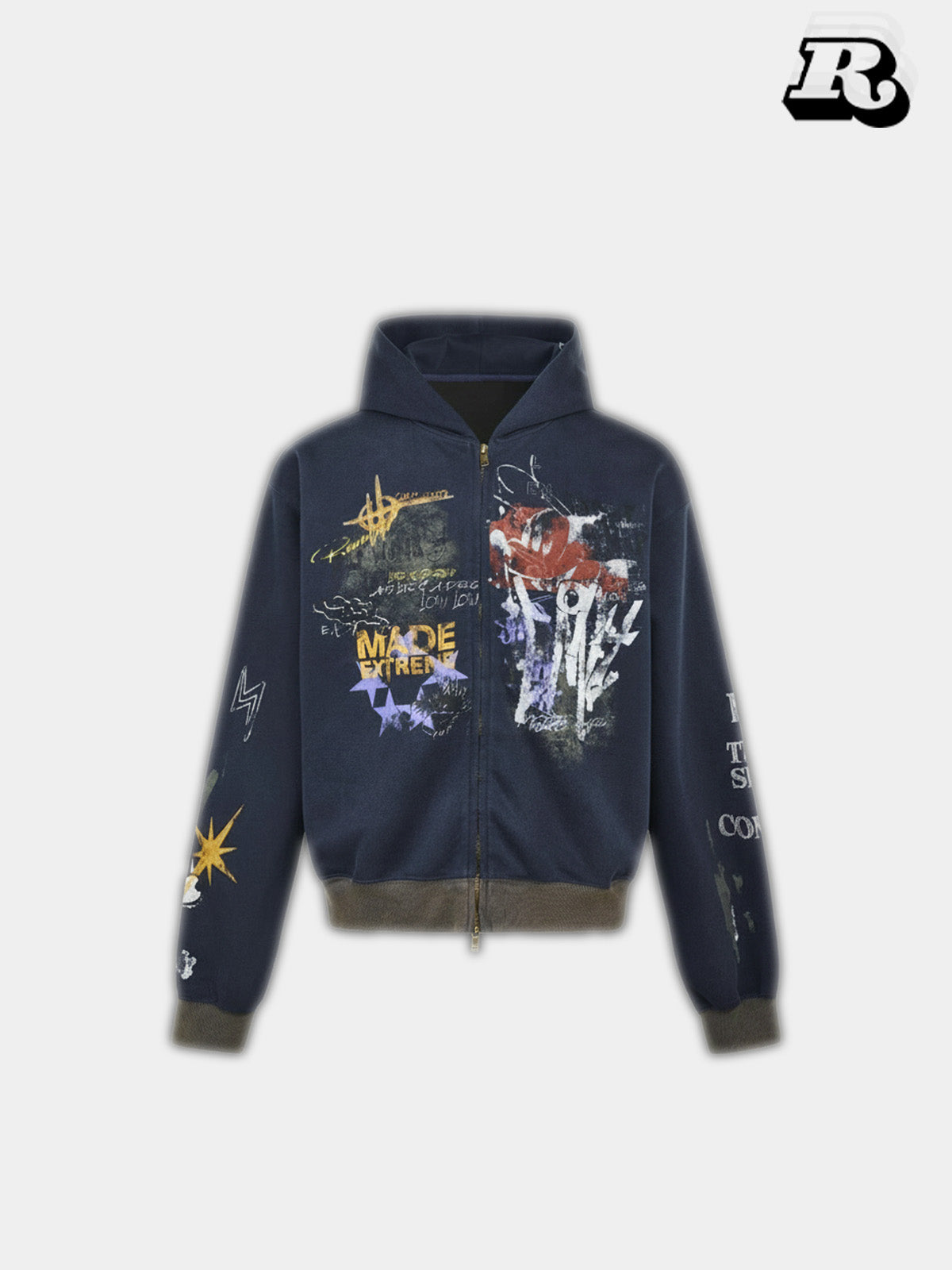 Graffiti Zip-Up Hoodie - RIYOOO