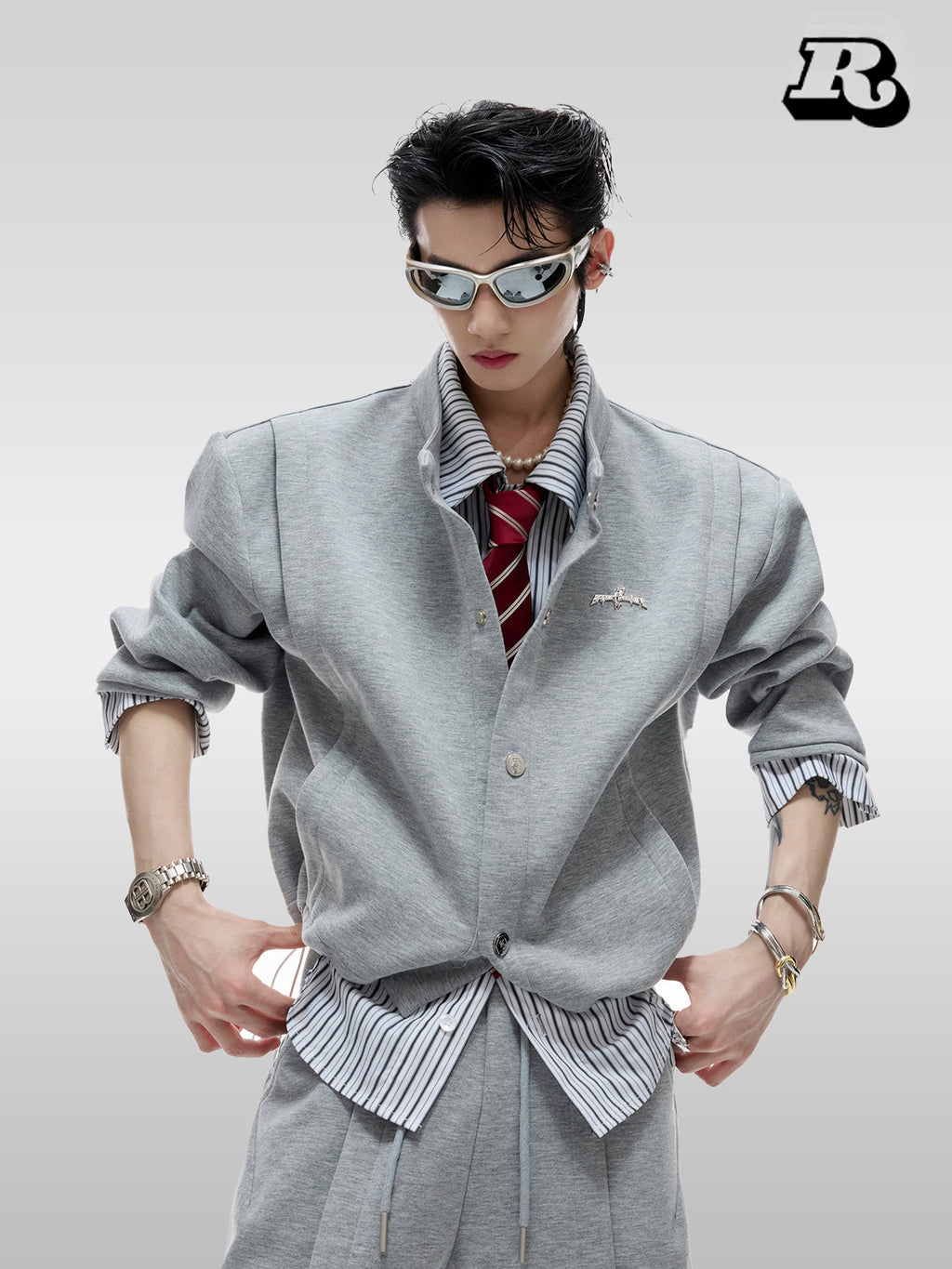 Faux Two-Piece Check Shirt - RIYOOO