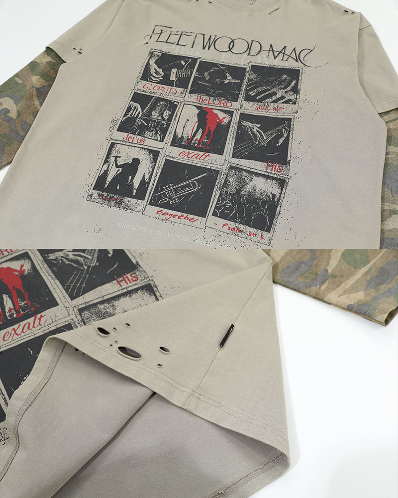 Riyooo Street Layered Camo Tee