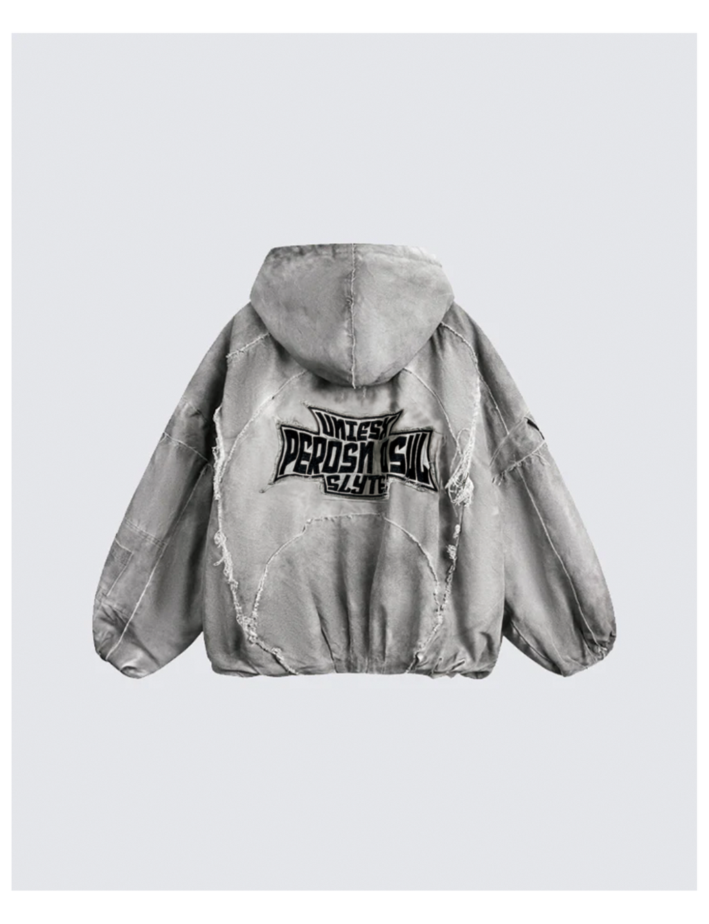 Distressed Embroidered Padded Hooded Jacket