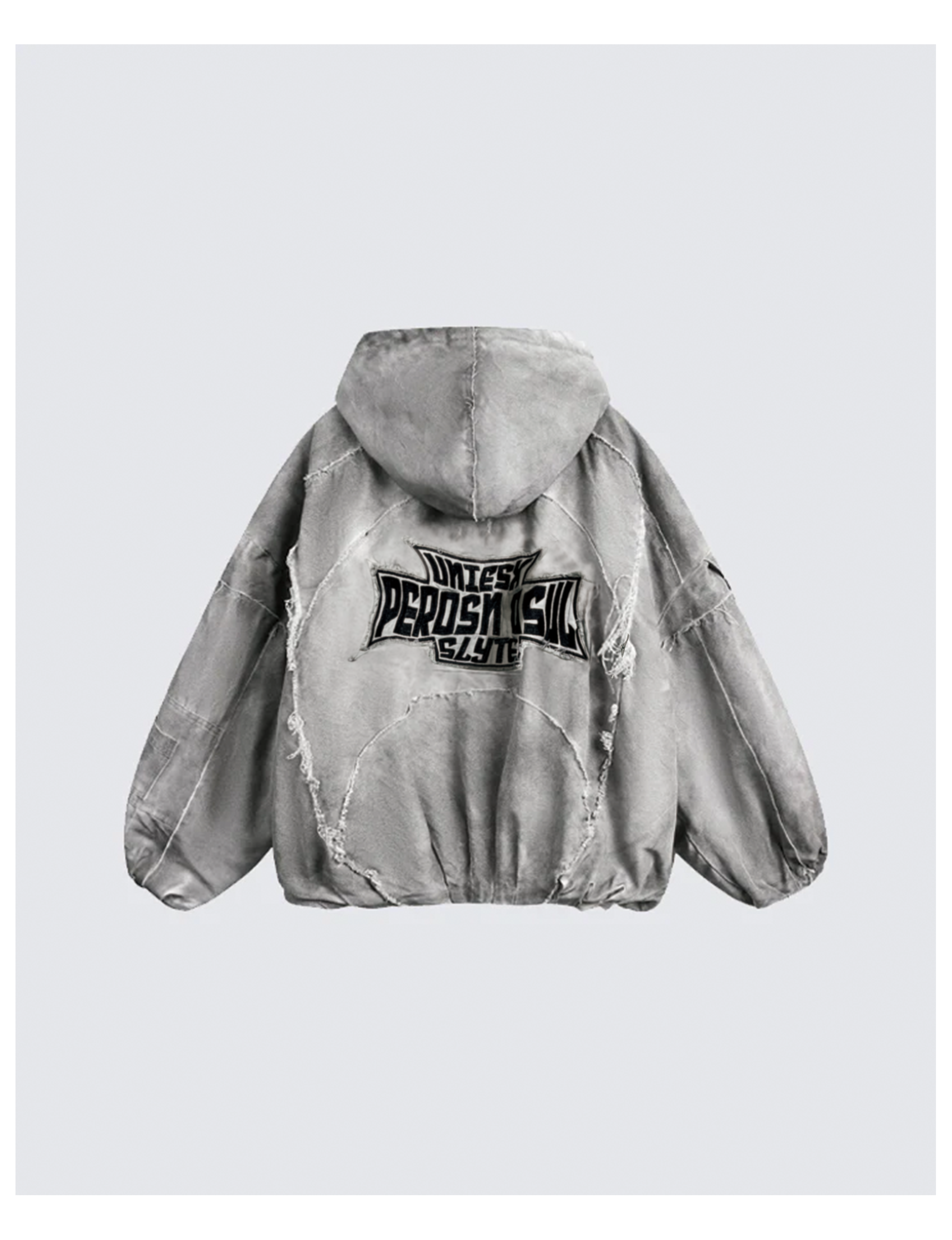 Distressed Embroidered Padded Hooded Jacket