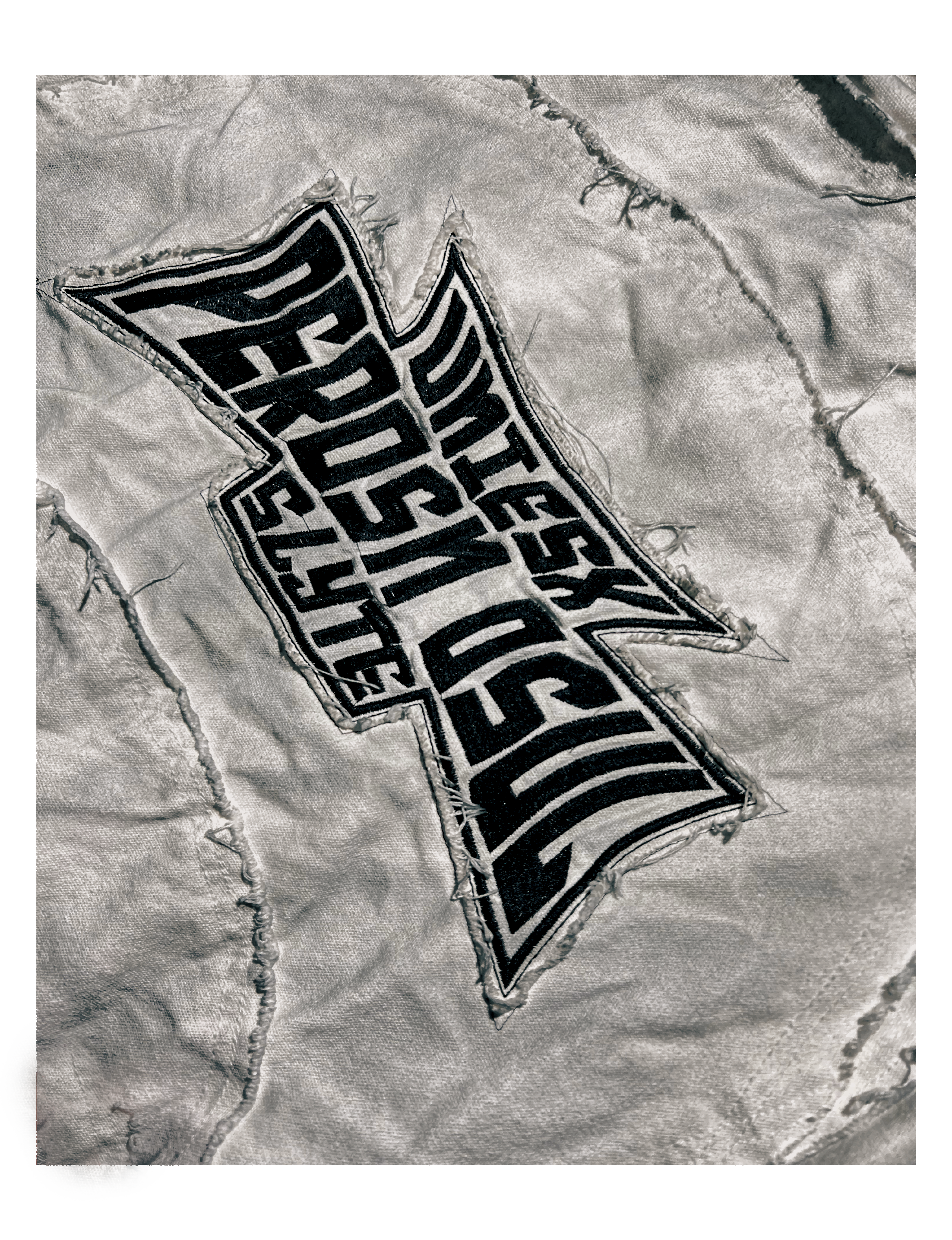 Distressed Embroidered Padded Hooded Jacket