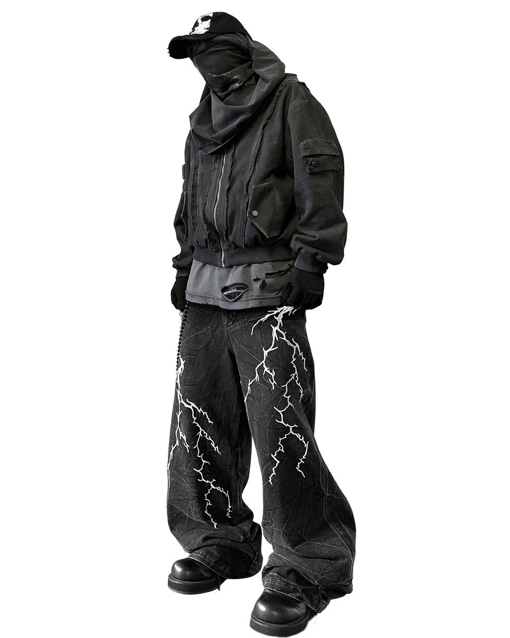 Washed Heavy Embroidery Denim Pants