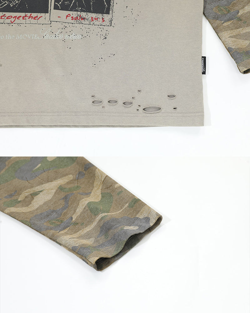 Riyooo Street Layered Camo Tee