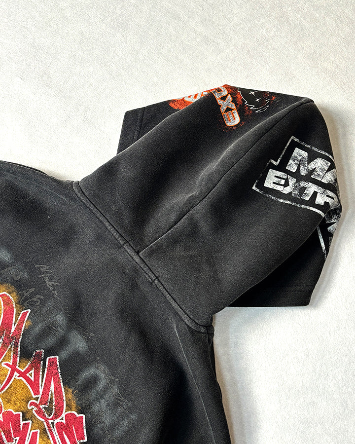 American Hip-hop Print Loose Zip-up Hoodie