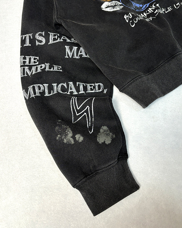 American Hip-hop Print Loose Zip-up Hoodie