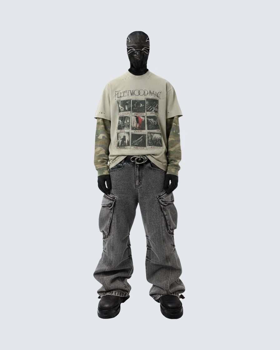 Riyooo Street Layered Camo Tee