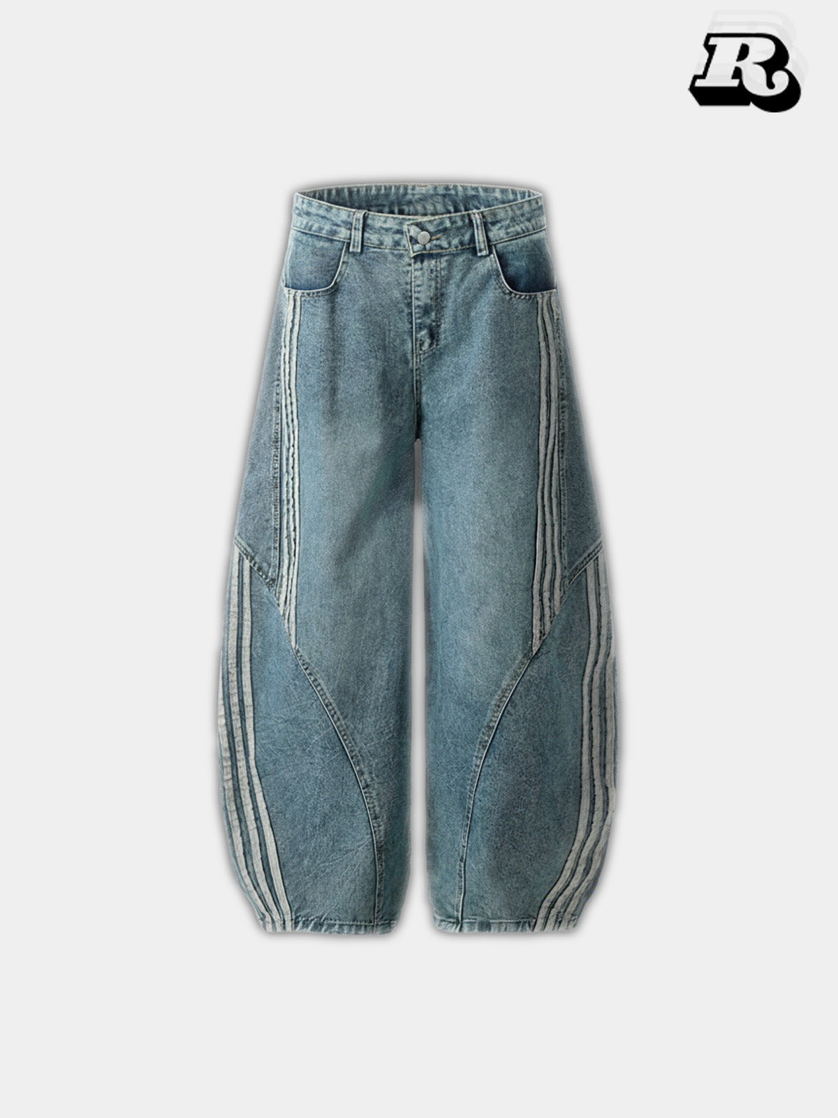 Striped Denim Pants - Riyooo