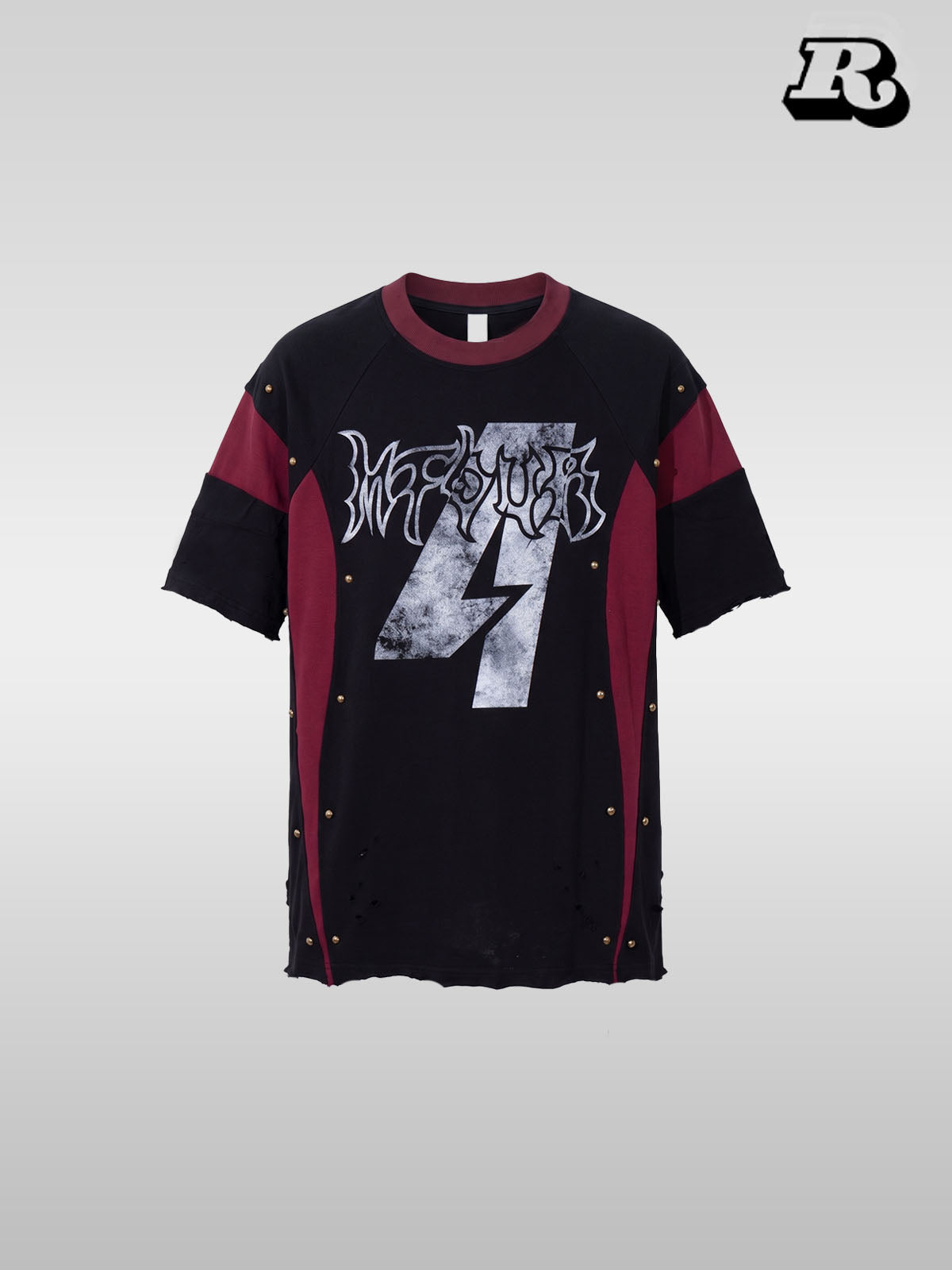 Rivet Color Block Patchwork T-Shirt - RIYOOO
