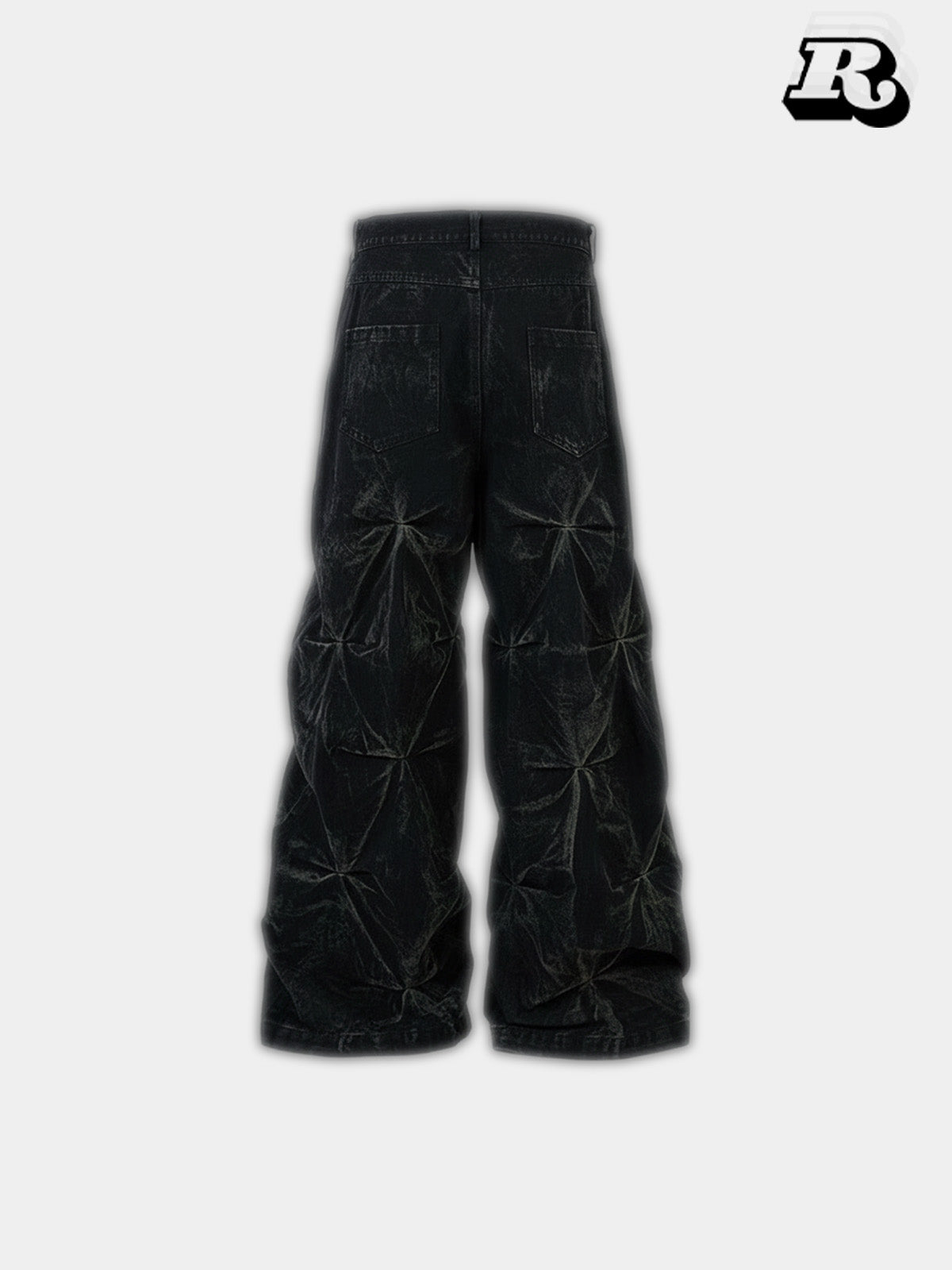 Crinkled Denim Cargo Pants - Riyooo