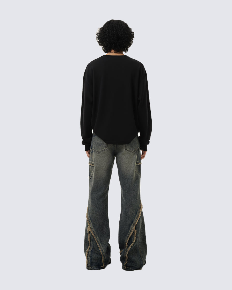 KIIKIO Vintage Raw Edge Jeans