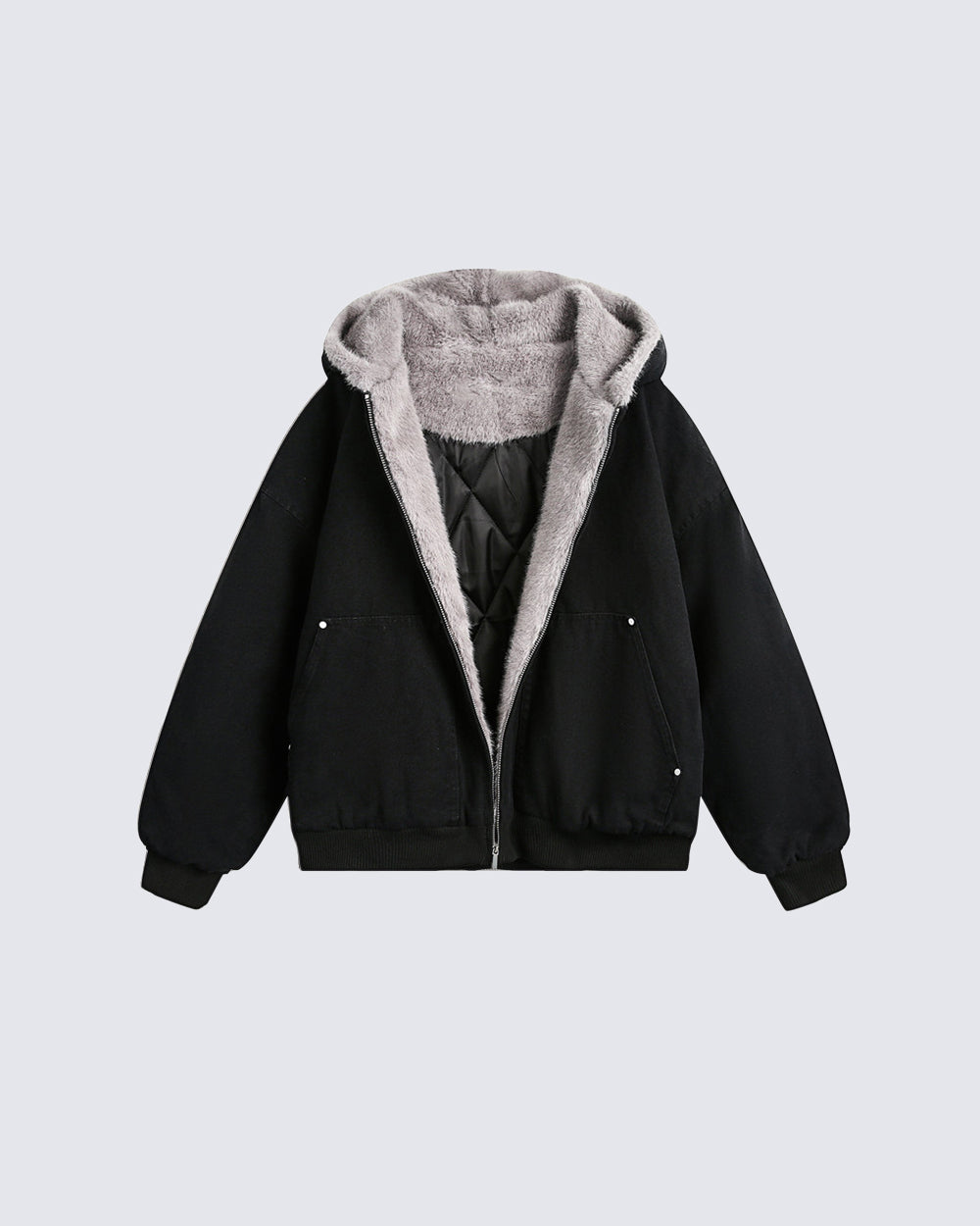 Fur-Collar Thickened Hooded Cotton Jacket