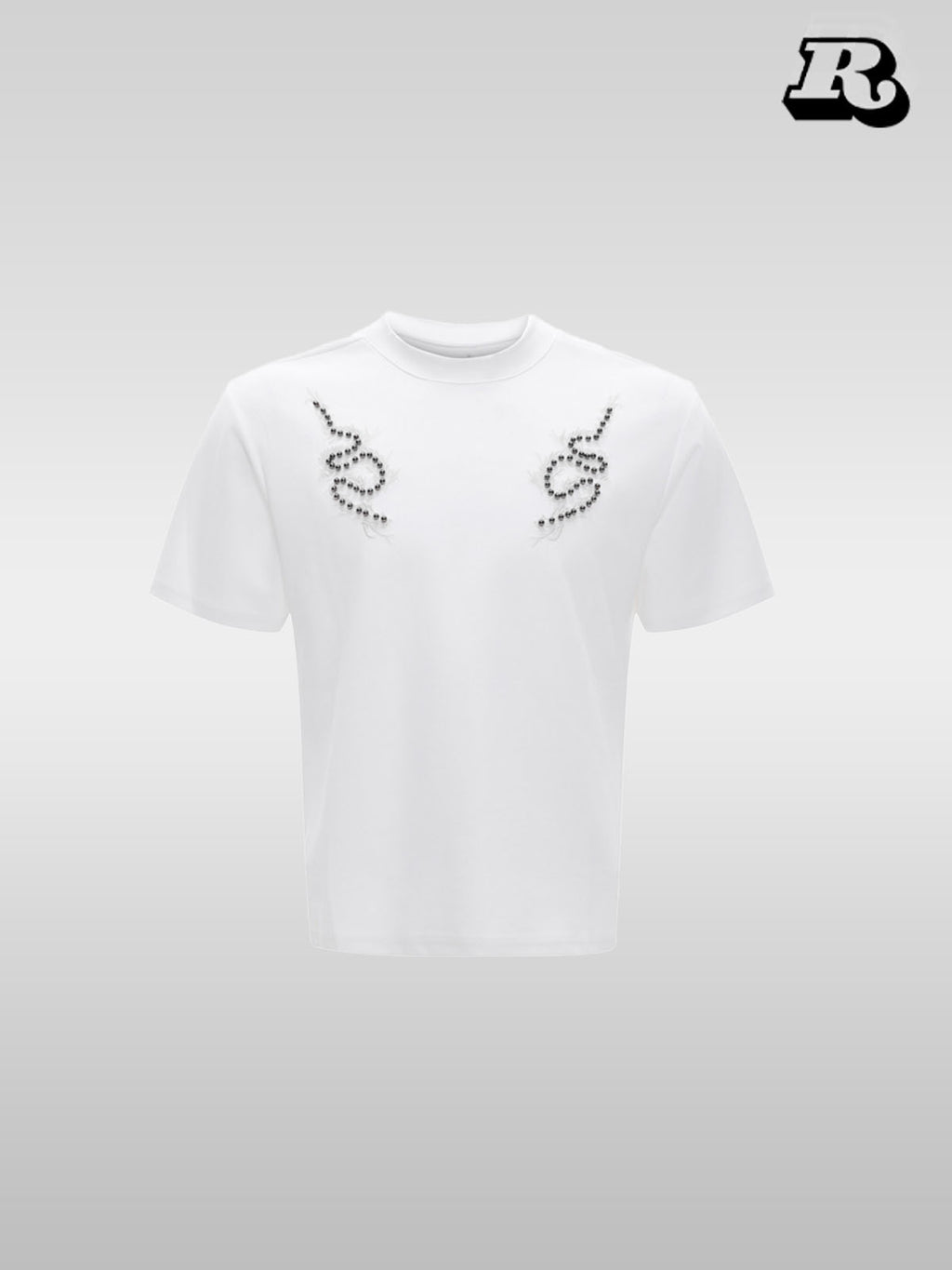 Metal Rivet Spine Slim T-Shirt - RIYOOO