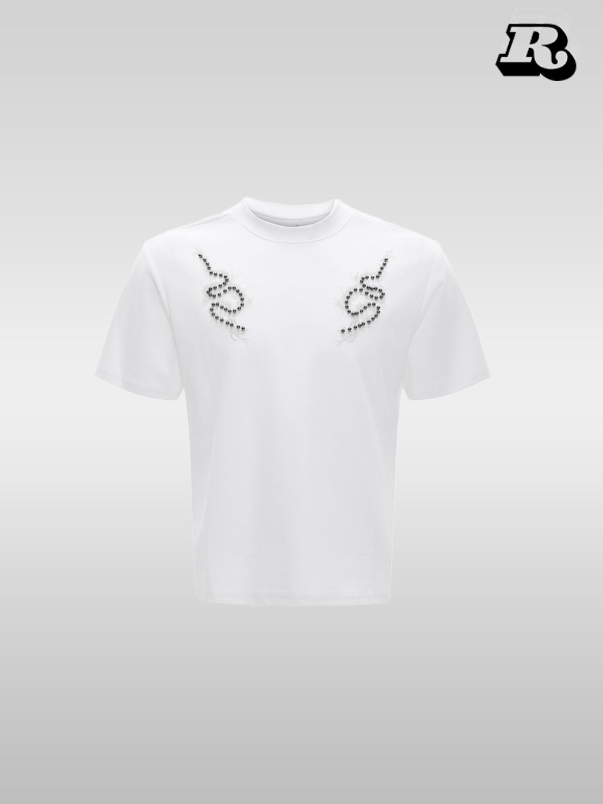 Metal Rivet Spine Slim T-Shirt - RIYOOO
