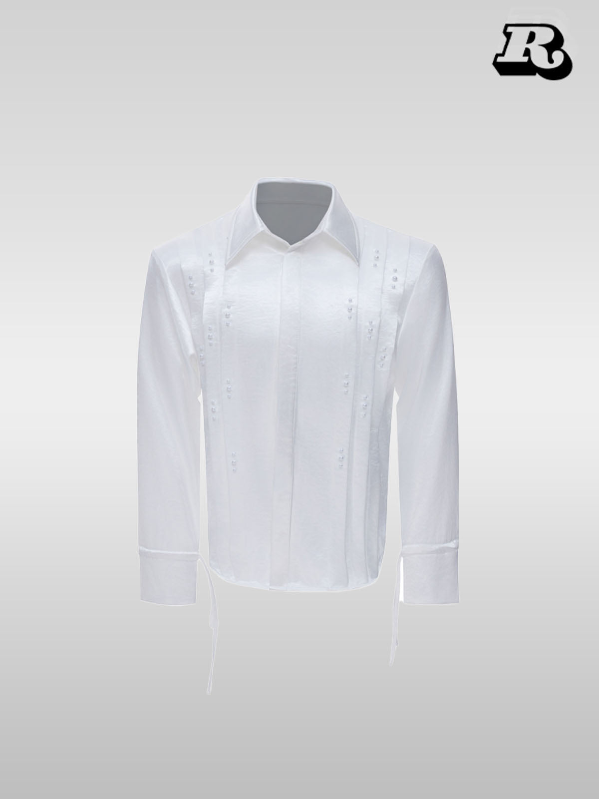 Ribbon Pearl Embellished Shirt - RIYOOO