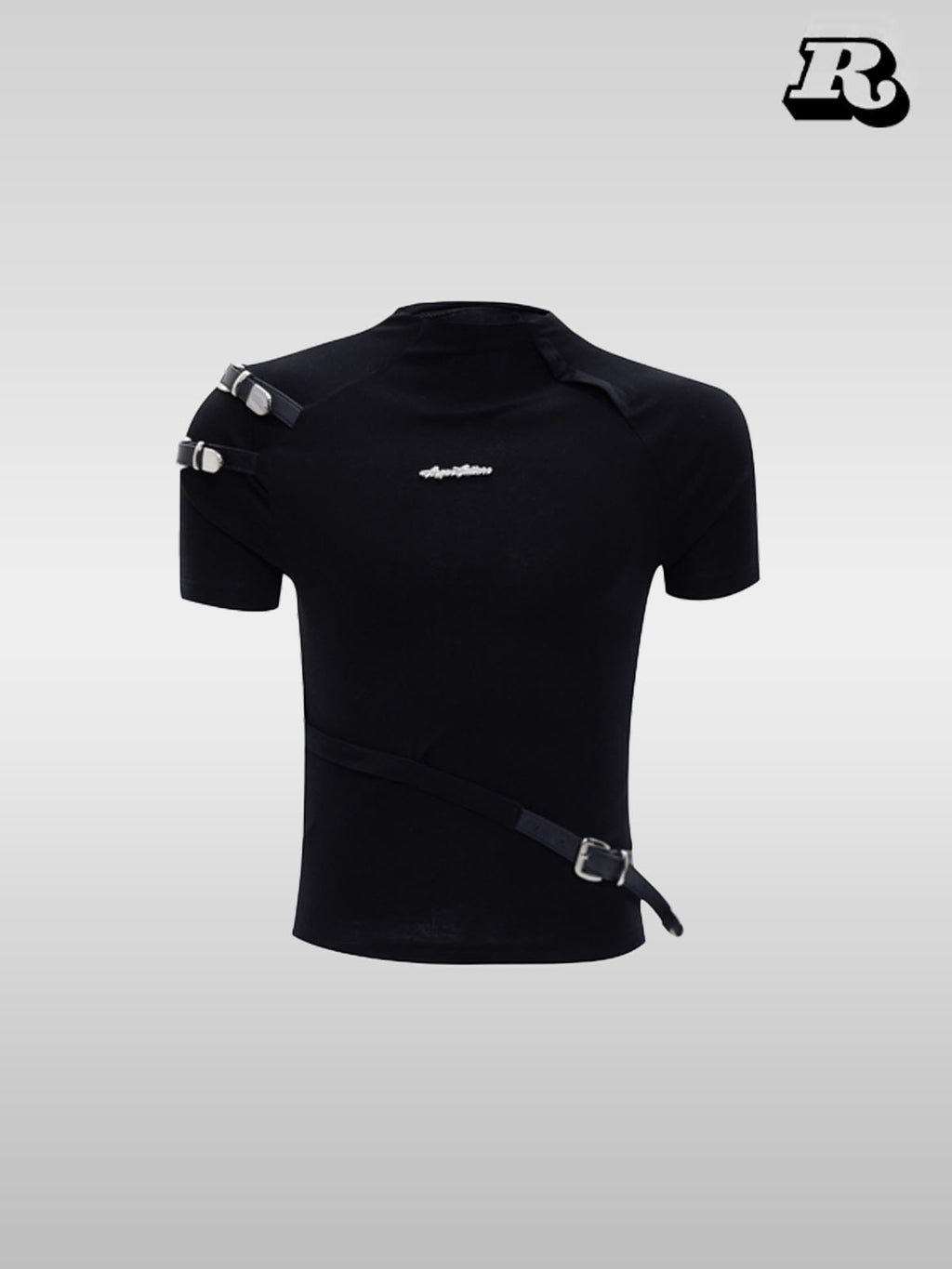 Metal Strap Design Slim T-Shirt - RIYOOO