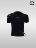 Metal Strap Design Slim T-Shirt - RIYOOO