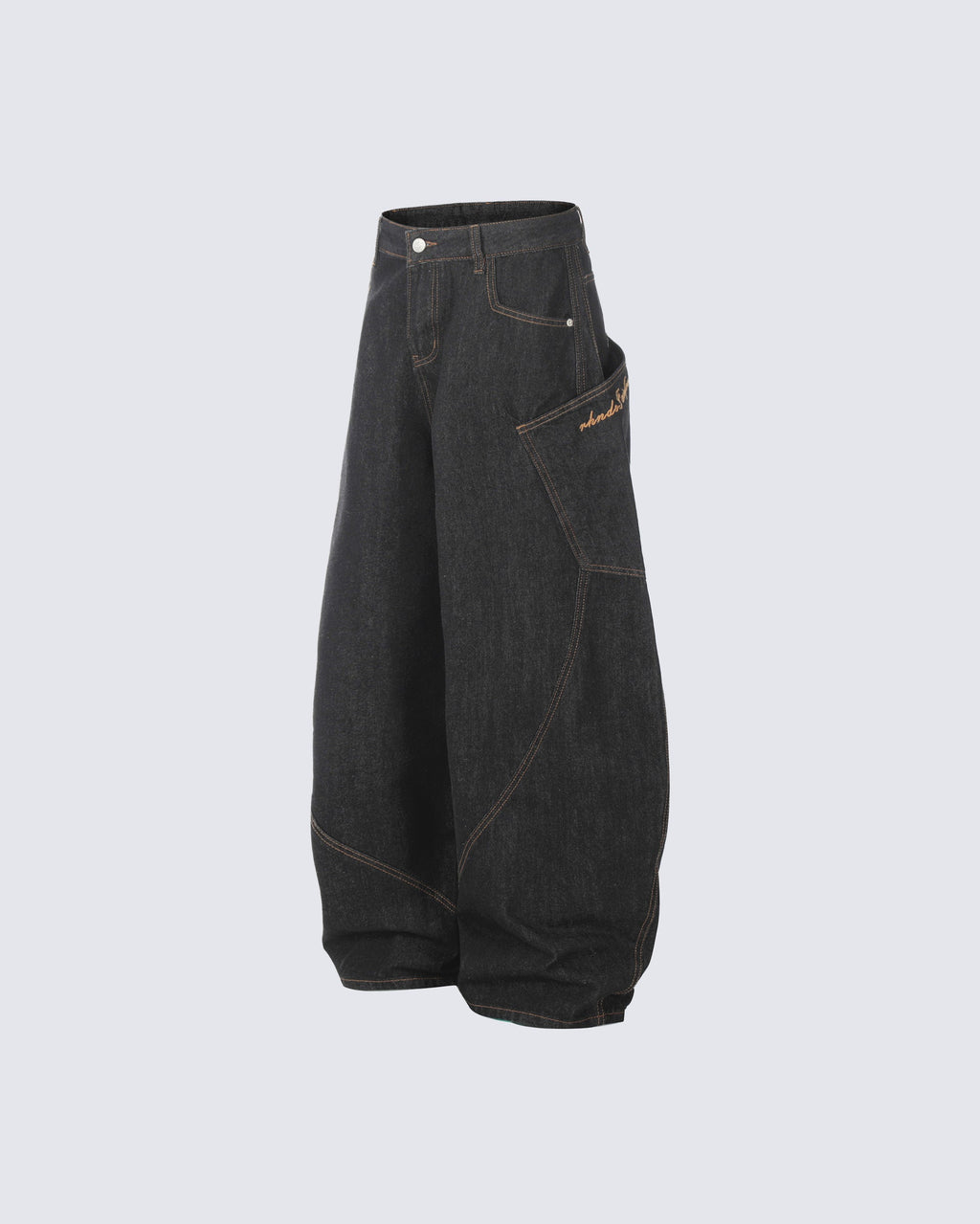 Curved Seam Denim Pants
