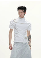 Metal Strap Design Slim T-Shirt - RIYOOO
