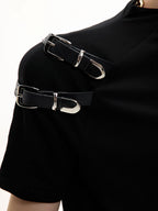 Metal Strap Design Slim T-Shirt - RIYOOO