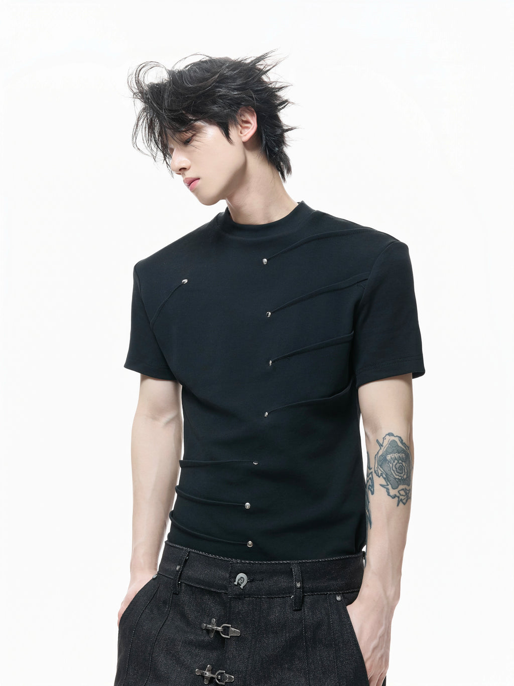 Metal Rivet T-Shirt - RIYOOO