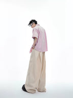 Double Collar Design Short Sleeve Shirt - RIYOOO
