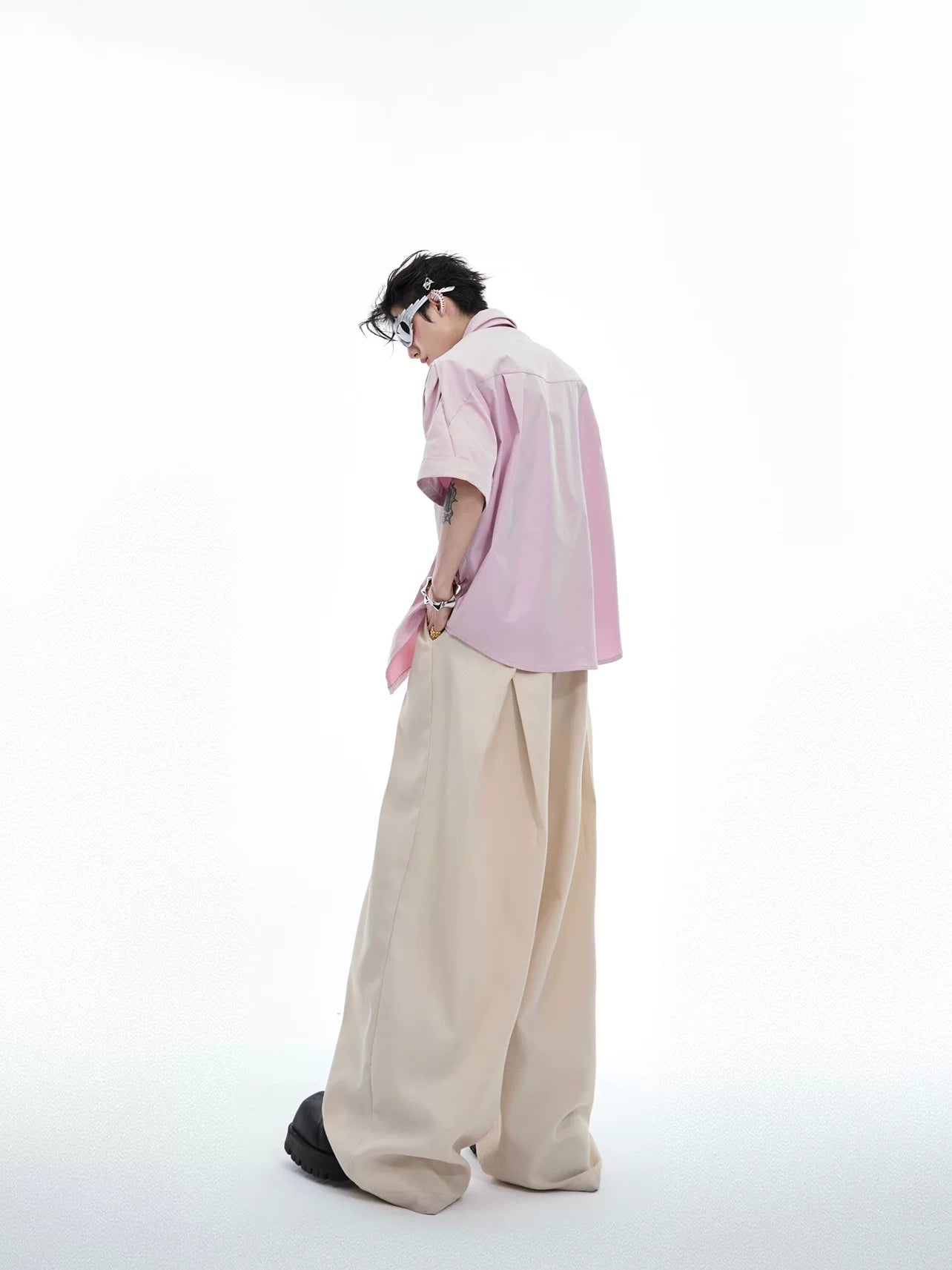 Double Collar Design Short Sleeve Shirt - RIYOOO