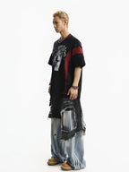 Rivet Color Block Patchwork T-Shirt - RIYOOO