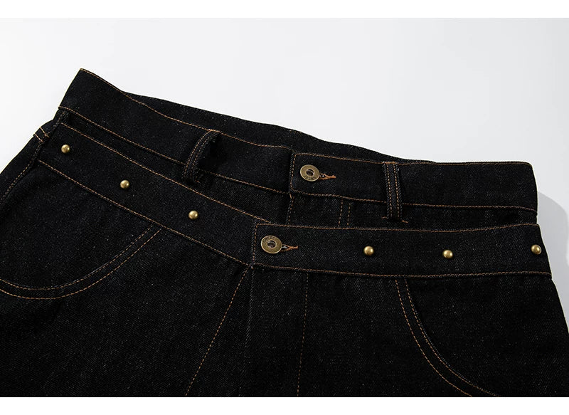 American Vintage Double-Waist Cropped Denim Pants - RIYOOO