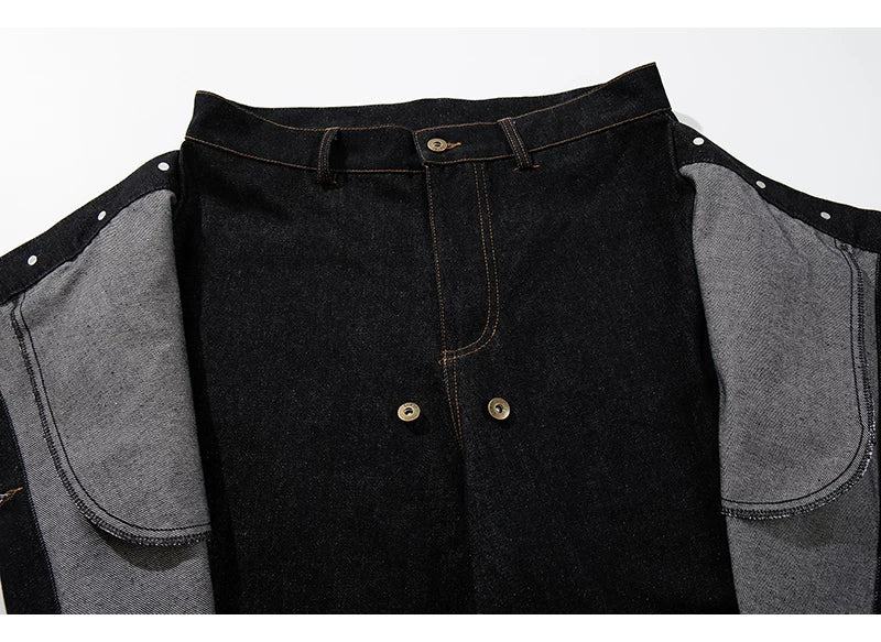 American Vintage Double-Waist Cropped Denim Pants - RIYOOO