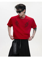 Metal Rivet Spine Slim T-Shirt - RIYOOO