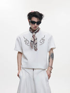 Metal Rivet Spine Slim T-Shirt - RIYOOO