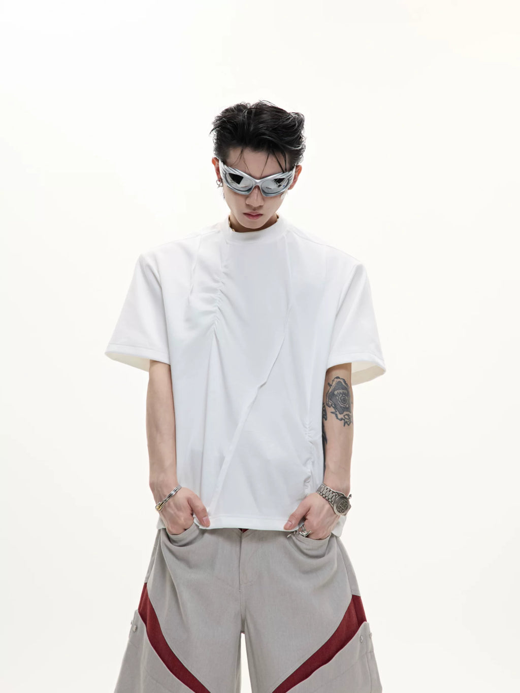 Textured Pleat Tee - RIYOOO