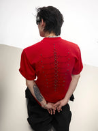 Metal Rivet Spine Slim T-Shirt - RIYOOO