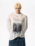 Ripped Washed Distressed Sprayed T-Shirt - RIYOOO