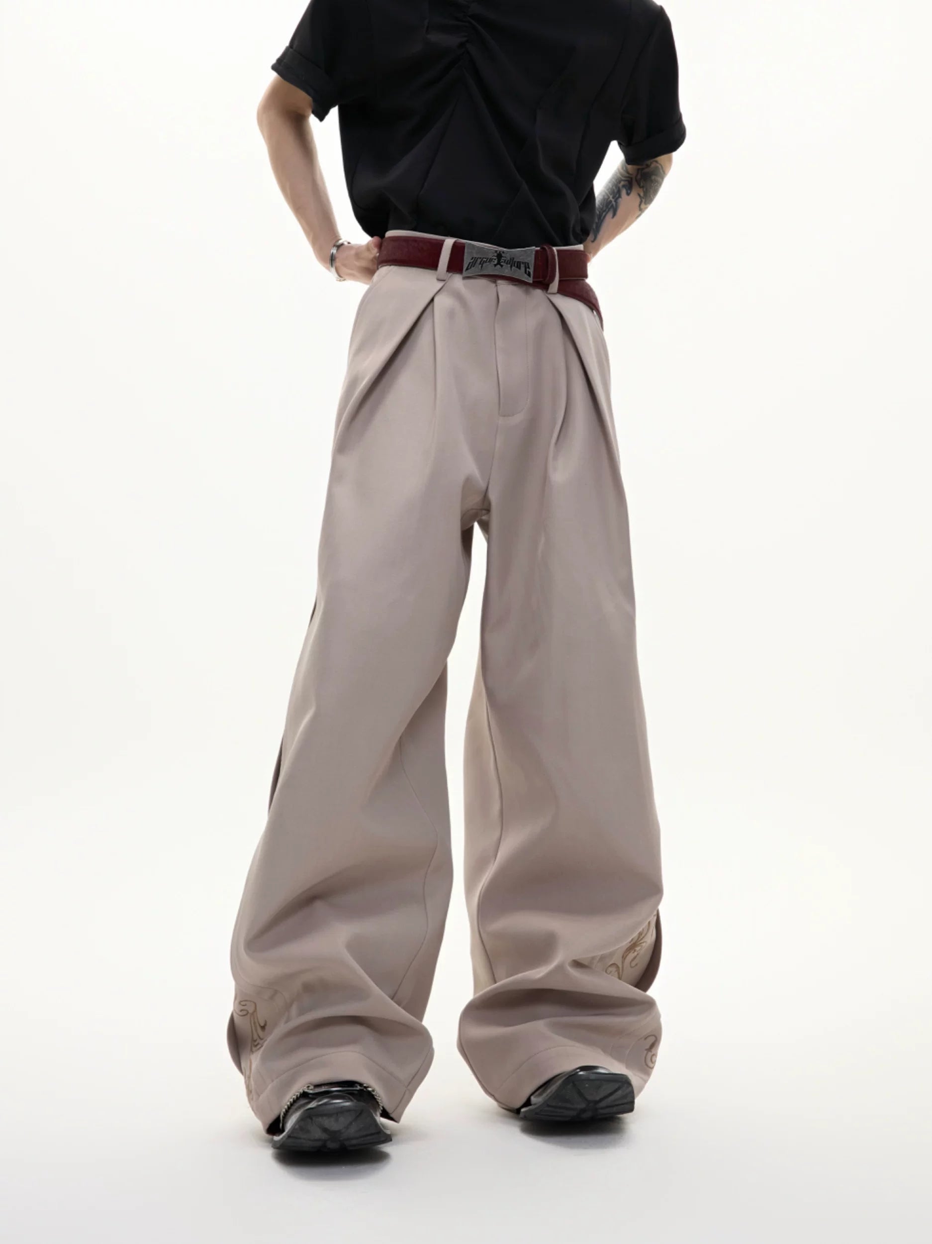 Vintage Cut Pattern Embroidered Trousers - RIYOOO