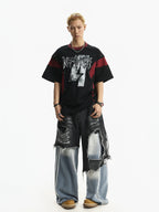 Rivet Color Block Patchwork T-Shirt - RIYOOO