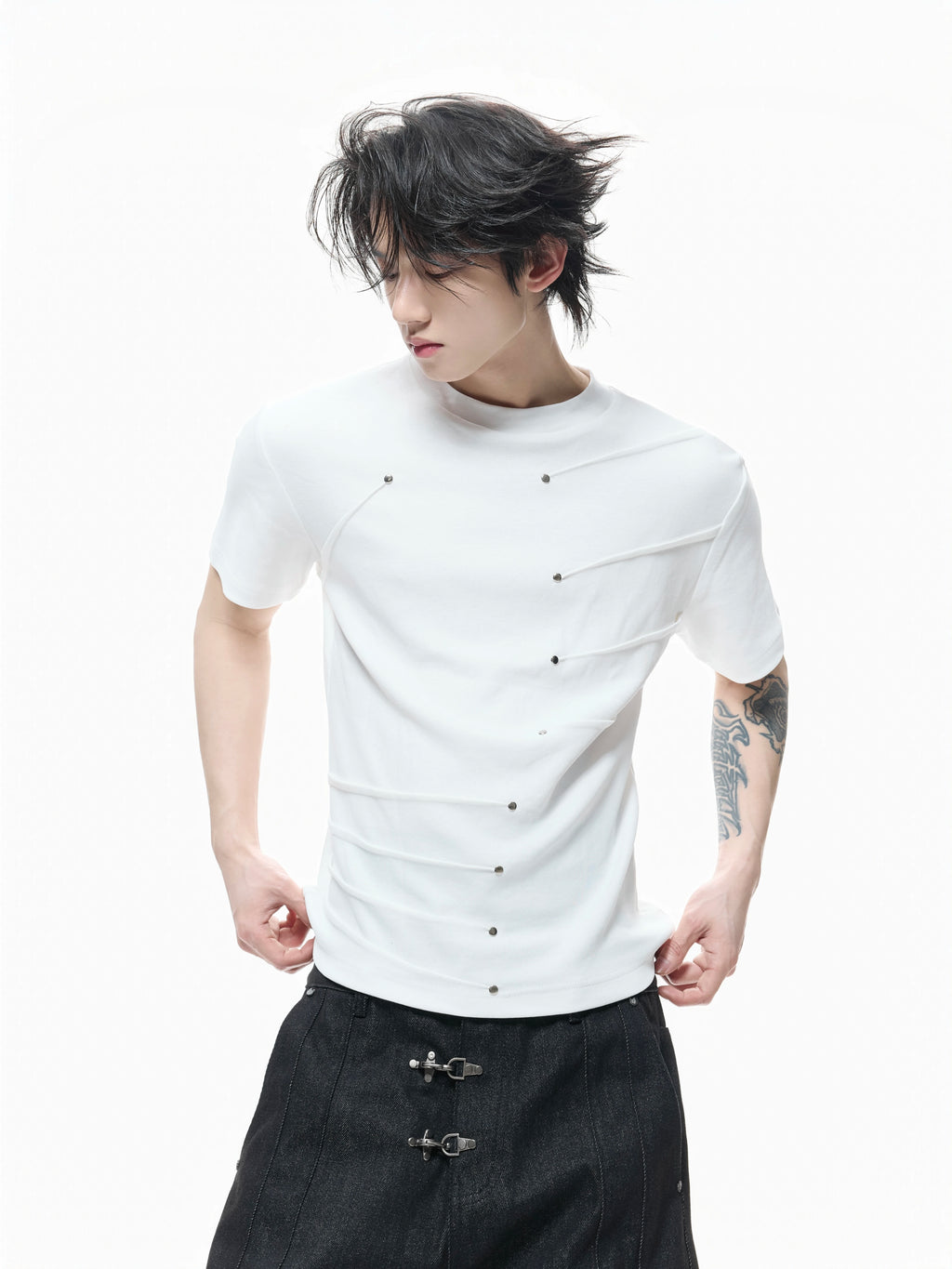 Metal Rivet T-Shirt - RIYOOO