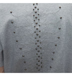 Metal Rivet Spine Slim T-Shirt - RIYOOO