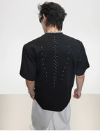 Metal Rivet Spine Slim T-Shirt - RIYOOO